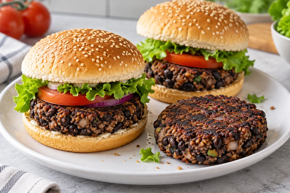Schwarze-Bohnen-Burger — KI-Illustration