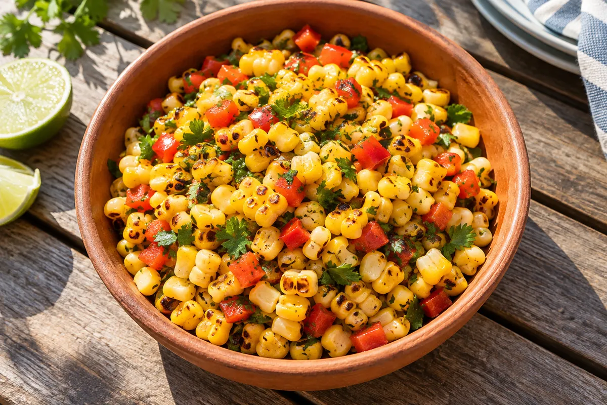 Salat aus Grillmais und Paprika — KI-Illustration