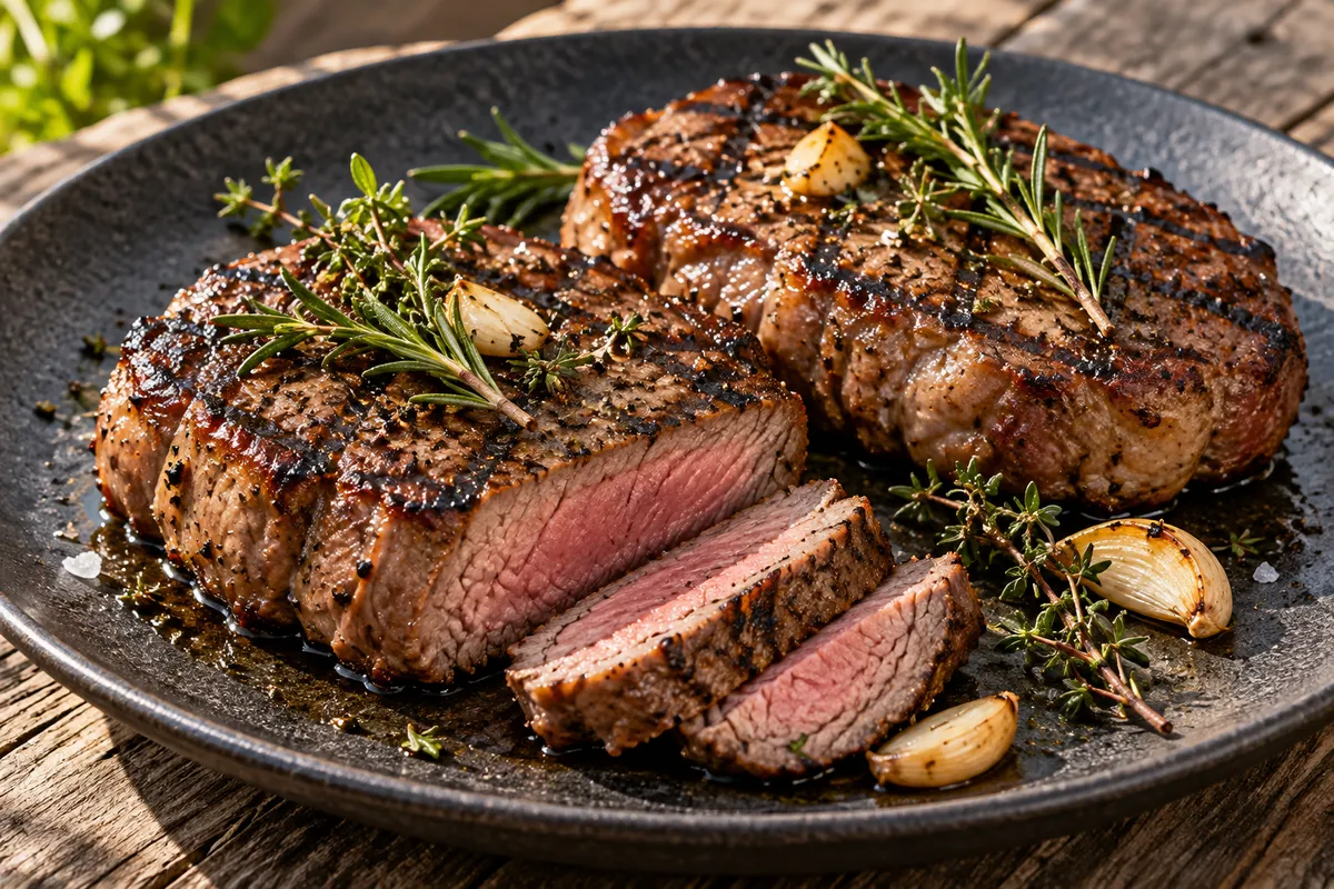 Lammsteaks mit Kräutern — KI-Illustration
