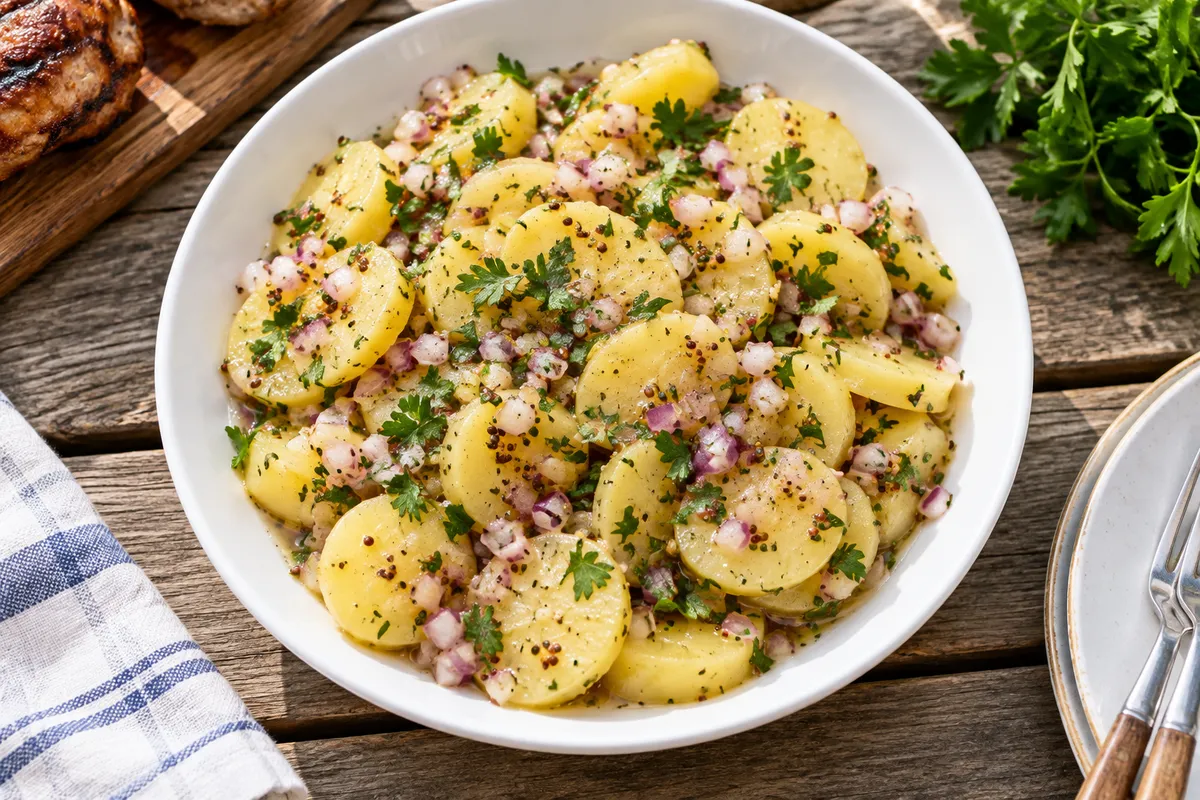 Kartoffelsalat mit Senfvinaigrette — KI-Illustration